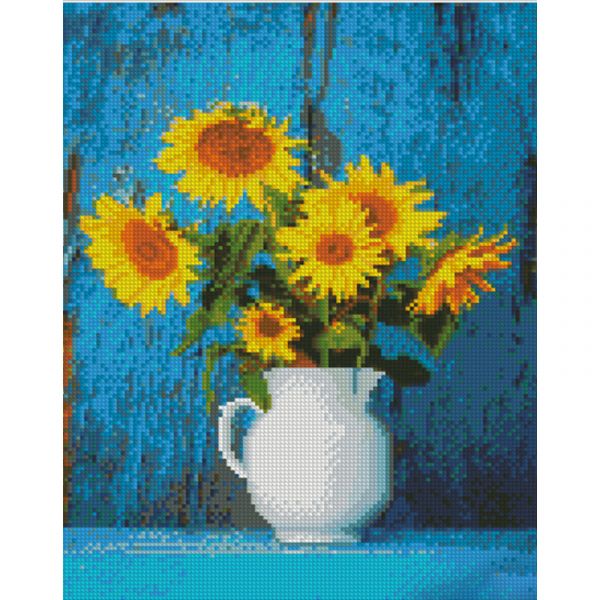 Алмазна мозаїка Strateg ПРЕМІУМ Глечик з соняхами розміром 30х40 см (KB063)