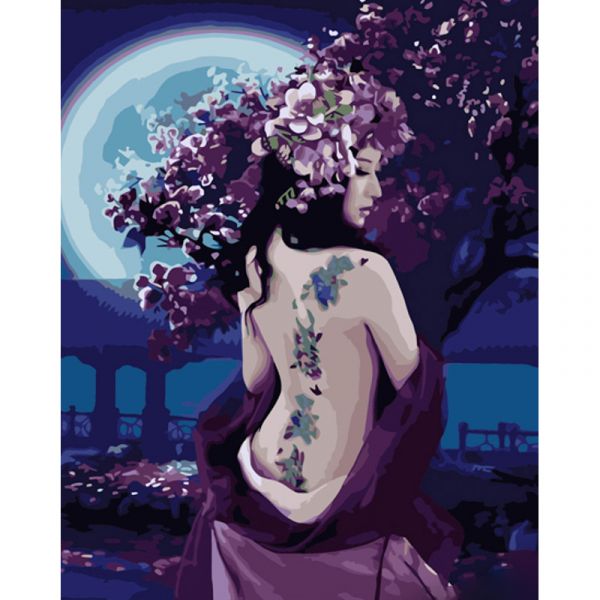 Набір для розпису по номерах Опівнічний бузок Strateg розміром 40х50 см (GS1368)