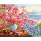 Картина за номерами Strateg ПРЕМІУМ Квіти на підвіконні з лаком та з рівнем розміром 40х50 см (GS1515)