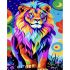 Картина за номерами Strateg ПРЕМІУМ Поп-арт лев з лаком та з рівнем розміром 40х50 см (GS1538)