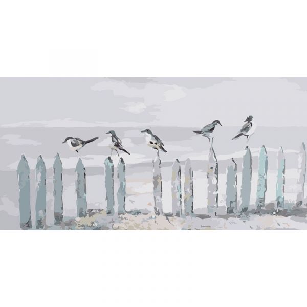 Картина за номерами Strateg ПРЕМІУМ Чайки на стовпчиках Strateg розміром 50х25 см (WW064)