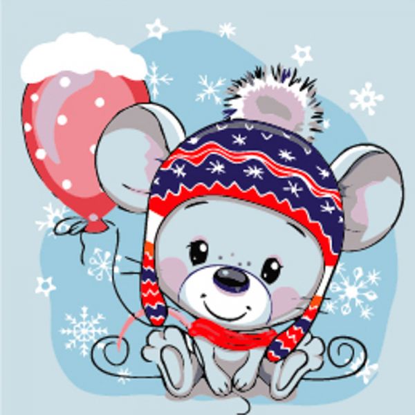 Набір для розпису по номерах Мишка Strateg розміром 30х30 см (ES224)