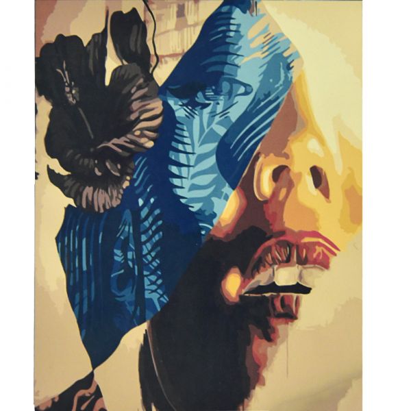 Картина за номерами Strateg   Дівчина з квіткою розміром 50х50 см (АА002)