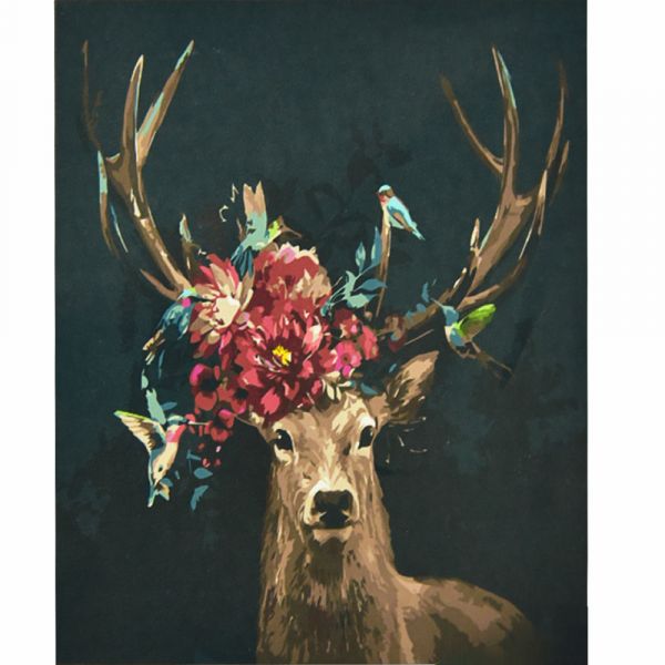Картина за номерами Strateg   Олень з квітами розміром 50х50 см (АА007)