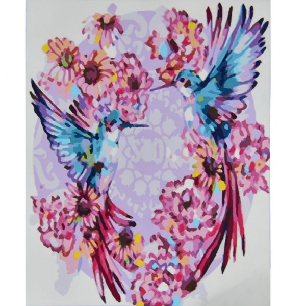 Картина за номерами Strateg   Калібрі в квітах розміром 50х50 см (АА009)