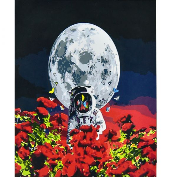 Картина за номерами Strateg   Космонавт на місяці розміром 50х50 см (АА012)