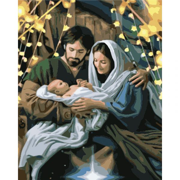 Картина за номерами Strateg ПРЕМІУМ Ласка сім&apos;ї з лаком та з рівнем розміром 40х50 см (GS1553)