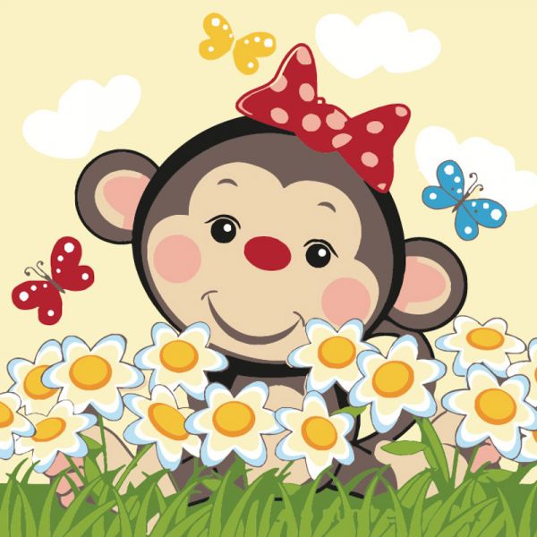 Картина за номерами Strateg Мавпенятко  розміром 20х20 см (HH5121)