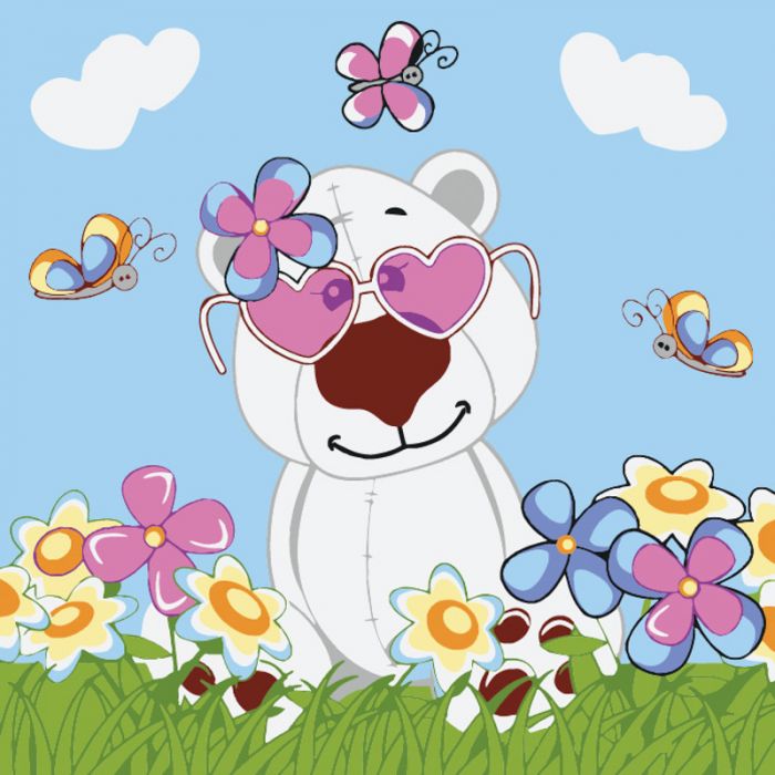 Картина за номерами Strateg Рожеві окуляри розміром 20х20 см (HH5128)