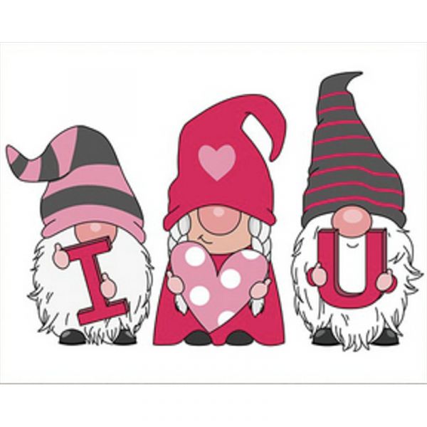 Алмазна мозаїка Strateg ПРЕМІУМ Симпатичні гноми Святого Валентина розміром 40х50 см  (SK86017)