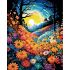 Картина за номерами Strateg ПРЕМІУМ Квітковий ліс на чорному фоні розміром 40х50 см (AH1081)