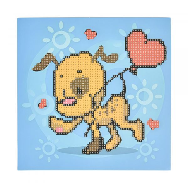 Алмазна мозаїка Strateg ПРЕМІУМ Щасливий песик на паперовій основі розміром 18х18 см (JUB14409)