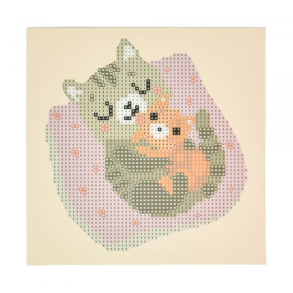 Алмазна мозаїка Strateg ПРЕМІУМ Кішка з кошеням на паперовій основі розміром 18х18 см (JUB14410)