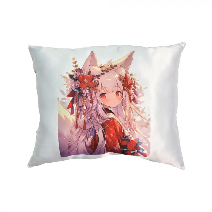 Подушка   "Кіцуне" розмір 40*35 см (чорна) з нанесенням сублімації (60659)