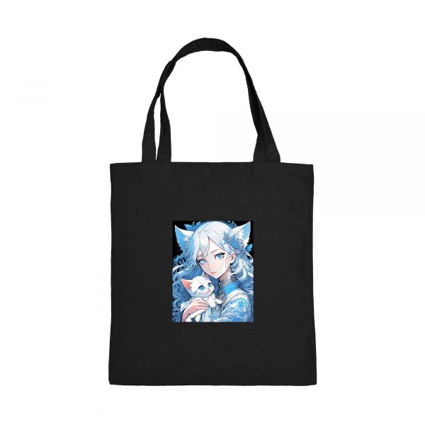 Сумка-шопер "Аніме дівчина з кошеням" з ДТФ плівкою (60638)