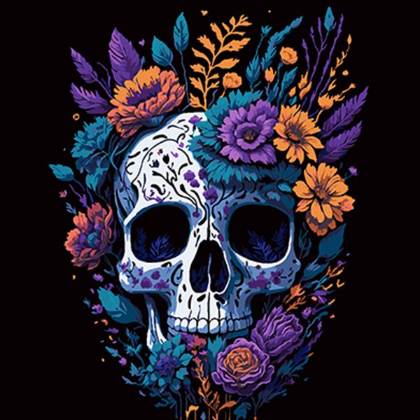 Набір для розпису по номерах Естетика життя і смерті Strateg на чорному фоні розміром 40х40 см (AV40