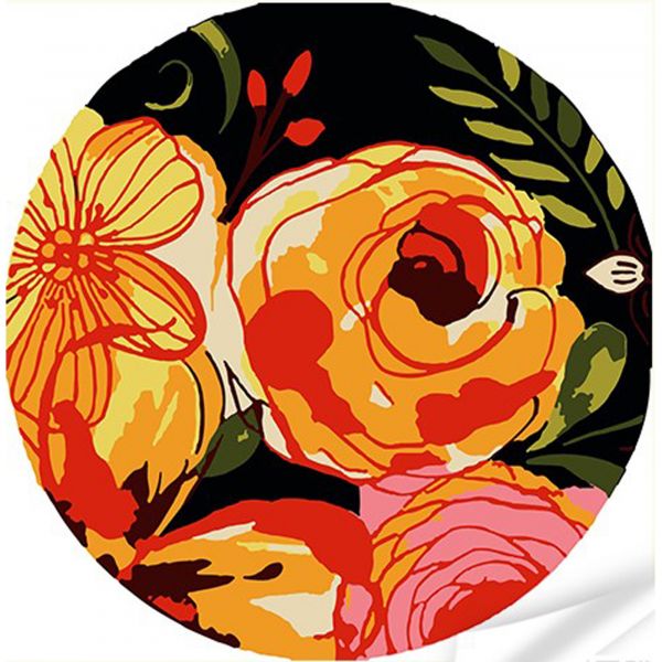 Вініл за номерами Strateg ПРЕМІУМ Рожево-жовті квіти розміром 30х30 см (GP-11)