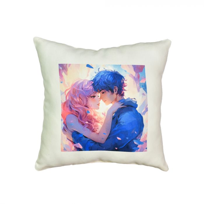 Подушка мікровелюр "Подорож у світ кохання" розмір 35*35 см молочна (60722)