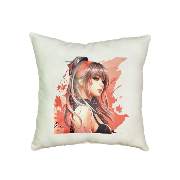 Подушка мікровелюр "Аніме витонченність" розмір 35*35 см молочна (60723)