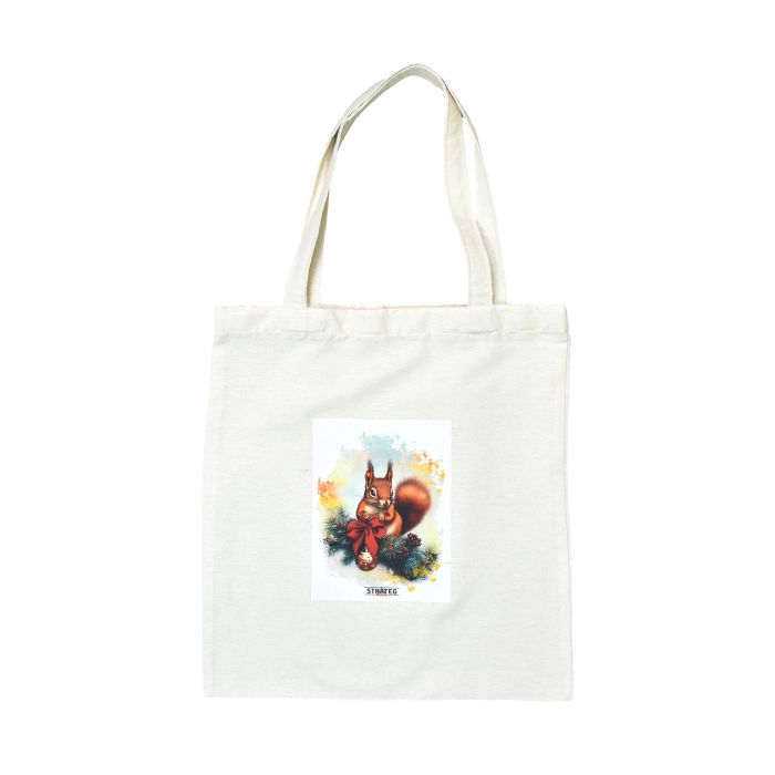 Сумка-шопер "Новорічка гілочка" розмір 38*40 см біла з ДТФ плівкою Strateg (60747)