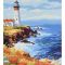 Картина за номерами Strateg ПРЕМІУМ Маяк на березі з лаком та рівнем розміром 40х50 см (VA-4629)