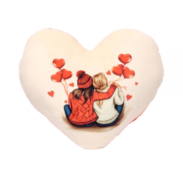Подушка плюшева Серце "Дівчатка-подружки" розмір 44*40 см червона (60761)