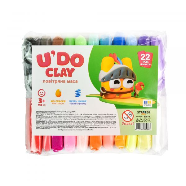 Набір для творчості "U'DO Clay 22 шт." брикет 6 г Strateg (30872)