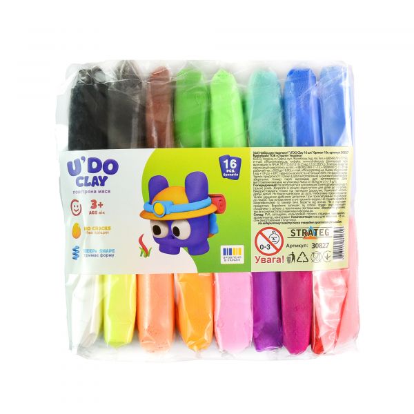 Набір для творчості "U'DO Clay 16 шт." брикет 10 г Strateg (30827)