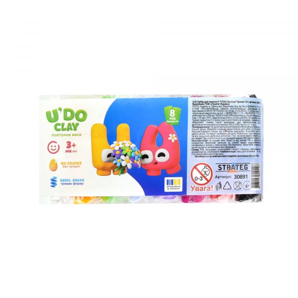 Набір для творчості "U'DO Clay 8 шт." брикет 10 г Strateg (30891)