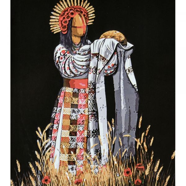 Картина за номерами Strateg ПРЕМІУМ Колоска на чорному фоні з лаком розміром 40х50 см (AH1140)