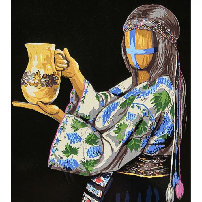 Набір для розпису по номерах Піднесена Strateg на чорному фоні розміром 40х50 см (AH1144)