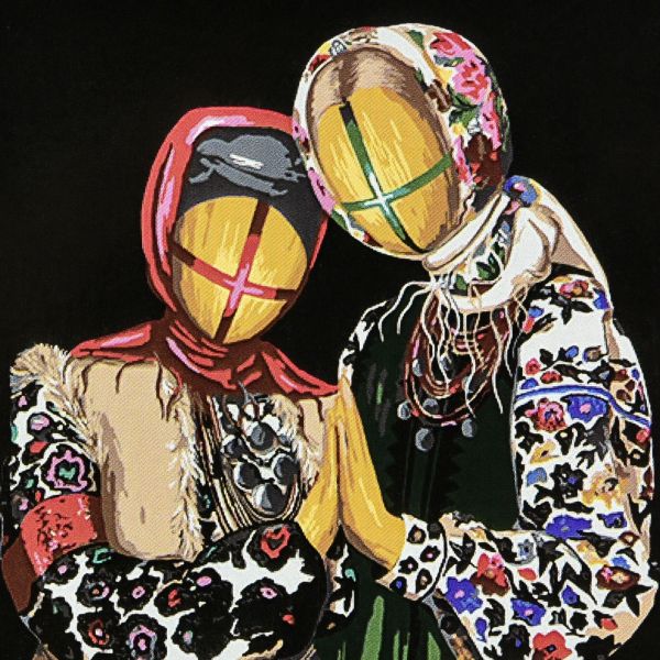 Набір для розпису по номерах Разом Strateg на чорному фоні розміром 40х40 см (AV4040-90)