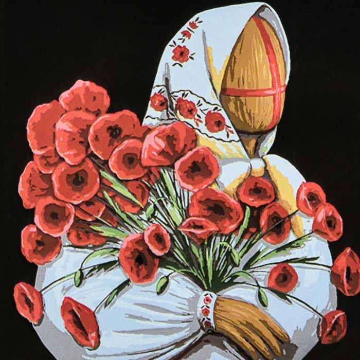 Набір для розпису по номерах Маковія Strateg на чорному фоні розміром 40х40 см (AV4040-91)