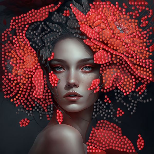 Алмазна мозаїка Strateg ПРЕМІУМ Загадкова пані на паперовій основі розміром 18х18 см (ZAV1818-11)