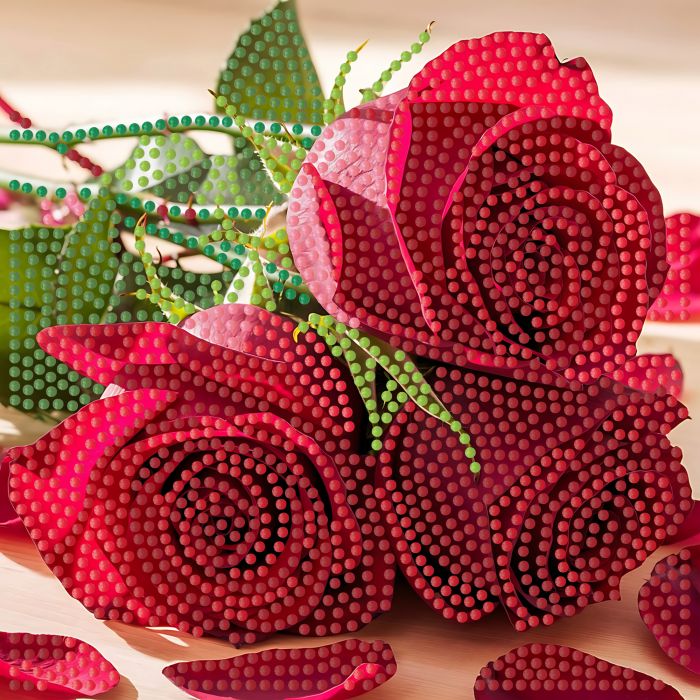 Алмазна мозаїка Strateg ПРЕМІУМ Троянди на паперовій основі розміром 18х18 см (ZAV1818-16)