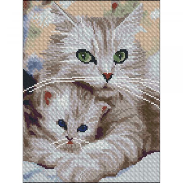 Алмазна мозаїка Strateg ПРЕМІУМ Котики без підрамника розміром 30х40 см (ZAV3040-9)