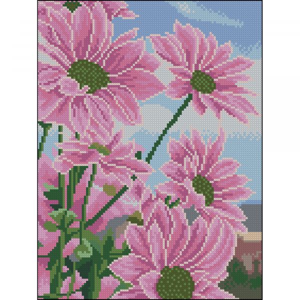 Алмазна мозаїка Strateg ПРЕМІУМ Хризантеми без підрамника розміром 30х40 см (ZAV3040-13)