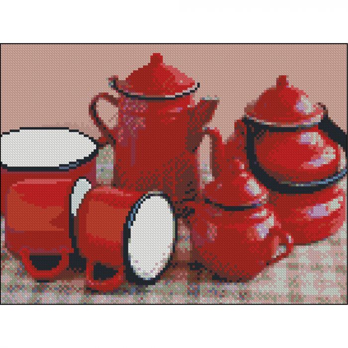 Алмазна мозаїка Strateg ПРЕМІУМ Сервіз без підрамника розміром 30х40 см (ZAV3040-20)