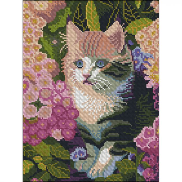 Алмазна мозаїка Strateg ПРЕМІУМ Муркотик без підрамника розміром 30х40 см (ZAV3040-38)