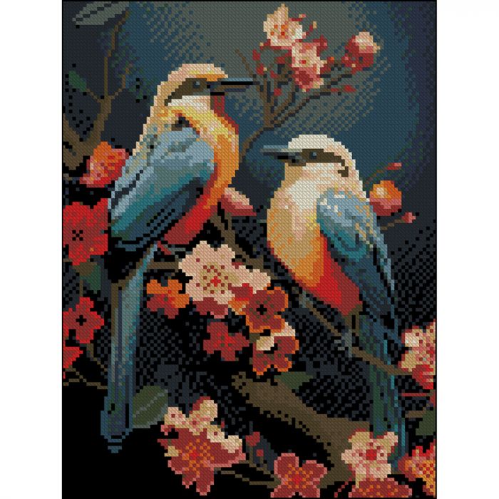 Алмазна мозаїка Strateg ПРЕМІУМ Пташки без підрамника розміром 30х40 см (ZAV3040-40)