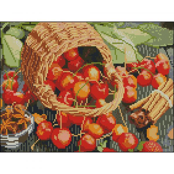 Алмазна мозаїка Strateg ПРЕМІУМ Смачний кошик без підрамника розміром 30х40 см (ZAV3040-53)
