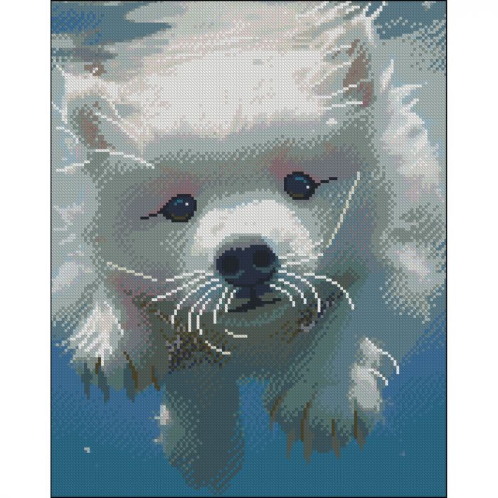 Алмазна мозаїка Strateg ПРЕМІУМ Пухнастий плавець без підрамника розміром 40х50 см (ZAV4050-9)