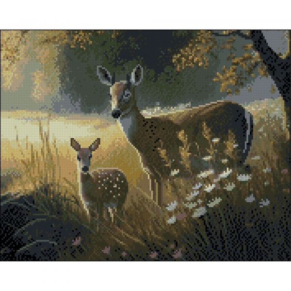 Алмазна мозаїка Strateg ПРЕМІУМ Олені без підрамника розміром 40х50 см (ZAV4050-13)