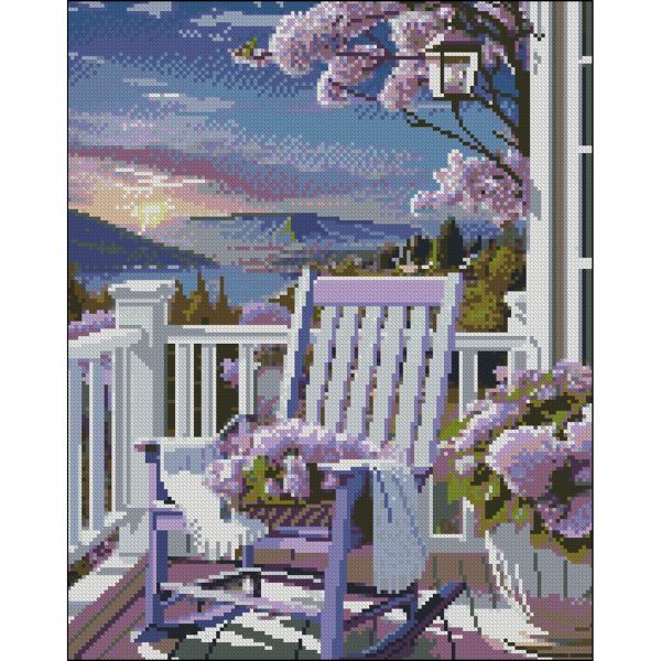 Алмазна мозаїка Strateg ПРЕМІУМ Пурпуровий захід без підрамника розміром 40х50 см (ZAV4050-21)