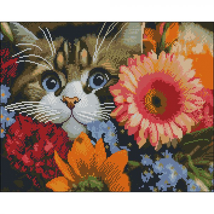 Алмазна мозаїка Strateg ПРЕМІУМ Блакитноокий без підрамника розміром 40х50 см (ZAV4050-11)