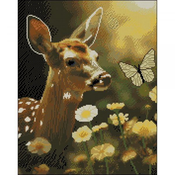 Алмазна мозаїка Strateg ПРЕМІУМ Олень у лоні природи без підрамника розміром 40х50 см (ZAV4050-22)