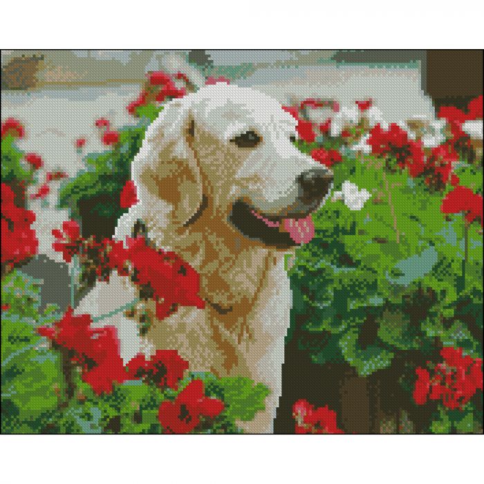 Алмазна мозаїка Strateg ПРЕМІУМ Вірний друг без підрамника розміром 40х50 см (ZAV4050-27)
