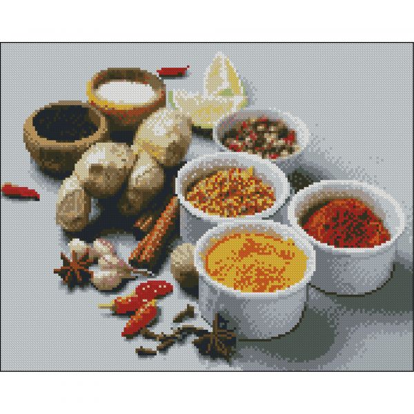 Алмазна мозаїка Strateg ПРЕМІУМ Спеції без підрамника розміром 40х50 см (ZAV4050-35)