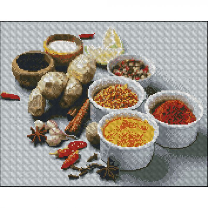 Алмазна мозаїка Strateg ПРЕМІУМ Спеції без підрамника розміром 40х50 см (ZAV4050-35)