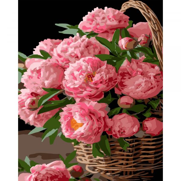 Набір для розпису по номерах Квіткова радість Strateg на чорному фоні розміром 40х50 см (AH1152)